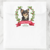 Holly Banner Black Tan Chihuahua Dog Kerstmis Vierkante Sticker (Tas)