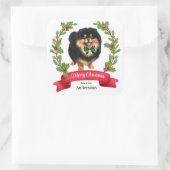 Holly Banner Black Tan Pommeren Kerstmis Vierkante Sticker (Tas)