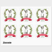 Holly Banner Boston Terrier Dog Kerstmis Vierkante Sticker (Vel)