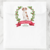 Holly Banner Brittany Dog Kerstmis Vierkante Sticker (Tas)