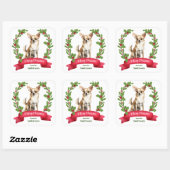 Holly Banner Bruin Witte Chihuahua Hond Kerstmis Vierkante Sticker (Vel)