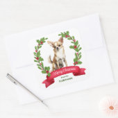 Holly Banner Bruin Witte Chihuahua Hond Kerstmis Vierkante Sticker (Envelop)