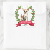Holly Banner Bruin Witte Chihuahua Hond Kerstmis Vierkante Sticker (Tas)