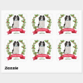 Holly Banner Cavalier King Charles Spaniel Holiday Vierkante Sticker (Vel)