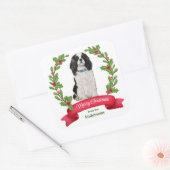 Holly Banner Cavalier King Charles Spaniel Holiday Vierkante Sticker (Envelop)