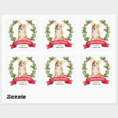 Holly Banner Corgi Dog Kerstmis Vierkante Sticker (Vel)