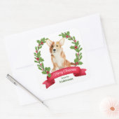 Holly Banner Corgi Dog Kerstmis Vierkante Sticker (Envelop)
