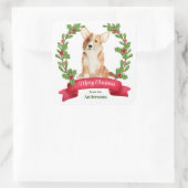 Holly Banner Corgi Dog Kerstmis Vierkante Sticker (Tas)