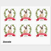 Holly Banner French Bulldog Kerstmis Vierkante Sticker (Vel)