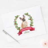 Holly Banner French Bulldog Kerstmis Vierkante Sticker (Envelop)