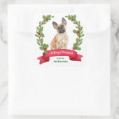Holly Banner French Bulldog Kerstmis Vierkante Sticker (Tas)