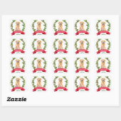 Holly Banner Golden Retriever Kerstkerst Vierkante Sticker (Vel)