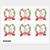 Holly Banner Jack Russell Kerstrier Vierkante Sticker (Vel)