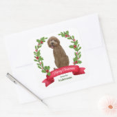 Holly Banner Labradoodle Dog Kerstmis Vierkante Sticker (Envelop)