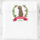 Holly Banner Labradoodle Dog Kerstmis Vierkante Sticker (Tas)