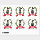 Holly Banner Miniature Schnauzer Dog Kerstmis Vierkante Sticker (Vel)