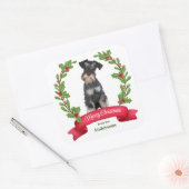 Holly Banner Miniature Schnauzer Dog Kerstmis Vierkante Sticker (Envelop)