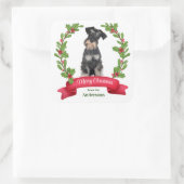 Holly Banner Miniature Schnauzer Dog Kerstmis Vierkante Sticker (Tas)