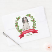 Holly Banner Parti Colour Cocker Spaniel Kerstmis Vierkante Sticker (Envelop)