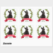 Holly Banner Scottish Terrier Dog Kerstmis Vierkante Sticker (Vel)