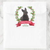 Holly Banner Scottish Terrier Dog Kerstmis Vierkante Sticker (Tas)
