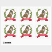 Holly Banner Shih Tzu Dog Kerstmis Vierkante Sticker (Vel)