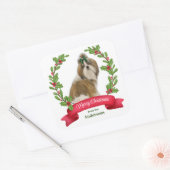 Holly Banner Shih Tzu Dog Kerstmis Vierkante Sticker (Envelop)