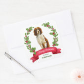 Holly Banner Springer Spaniel Dog Kerstmis Vierkante Sticker (Envelop)