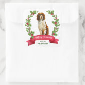 Holly Banner Springer Spaniel Dog Kerstmis Vierkante Sticker (Tas)