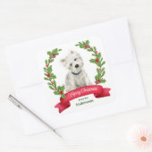 Holly Banner West Highland White Terrier Kerstmis Vierkante Sticker (Envelop)
