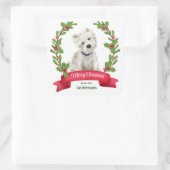 Holly Banner West Highland White Terrier Kerstmis Vierkante Sticker (Tas)