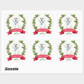 Holly Banner White Maltese kerst Vierkante Sticker (Vel)