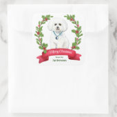 Holly Banner White Maltese kerst Vierkante Sticker (Tas)