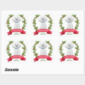Holly Banner White Poodle Kerstmis Vierkante Sticker (Vel)