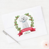 Holly Banner White Poodle Kerstmis Vierkante Sticker (Envelop)