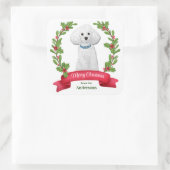 Holly Banner White Poodle Kerstmis Vierkante Sticker (Tas)