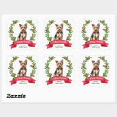 Holly Banner Yorkshire Terrier Kerstmis Vierkante Sticker (Vel)