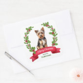 Holly Banner Yorkshire Terrier Kerstmis Vierkante Sticker (Envelop)