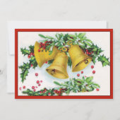  Holly bedekt gouden kerstballetjes Feestdagenkaart (Voorkant)