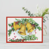  Holly bedekt gouden kerstballetjes Feestdagenkaart (Staand voorkant)