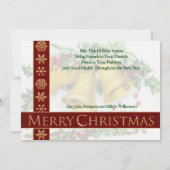  Holly bedekt gouden kerstballetjes Feestdagenkaart (Achterkant)