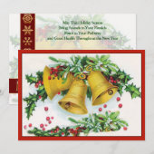  Holly bedekt gouden kerstballetjes Feestdagenkaart (Voorkant / Achterkant)