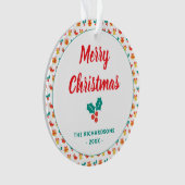 Holly Bell Stocking Pattern Vrolijke Kerstnaam Ornament (voorkant)