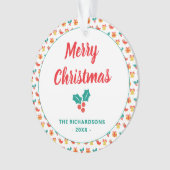 Holly Bell Stocking Pattern Vrolijke Kerstnaam Ornament (voorkant)