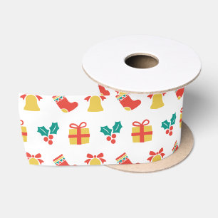 Holly Bell Stocking Rood Wit Groen Goud Kerstmis Satijnen Lint