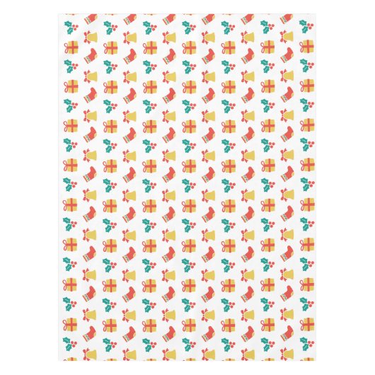 Holly Bell Stocking Rood Wit Groen Goud Kerstmis Tafelkleed (Voorkant)