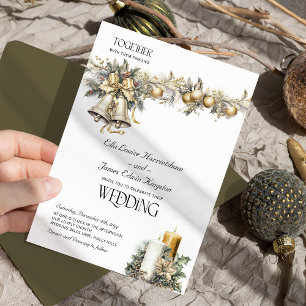 Holly Bells Golden Berries Winter Wedding Kaart