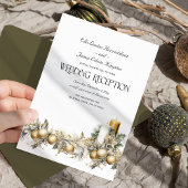 Holly Bells Gouden Berry Winter Bruiloft Receptie Kaart