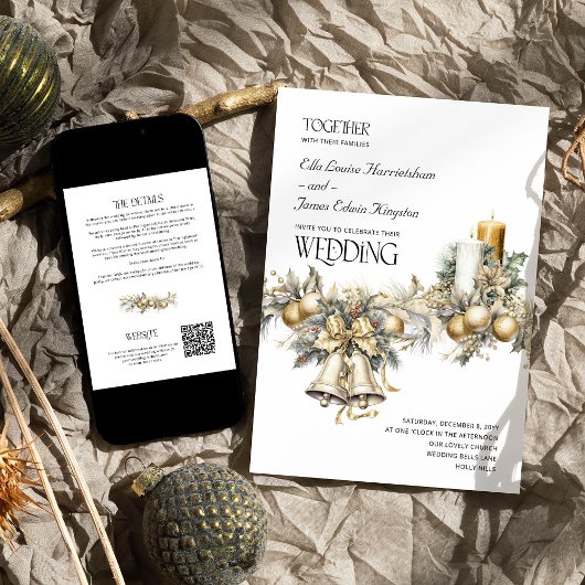 Holly Bells Gouden bessen Winter bruiloft details Kaart