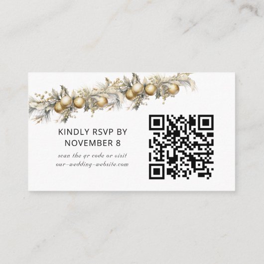 Holly Bells Kerst Bruiloft Website Online RSVP Informatiekaartje (Achterkant)